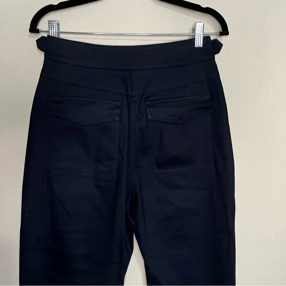 Ted Baker Alaiina Navy Blue Front Double Buckle Pleated‎ Tapered Trouser Pants